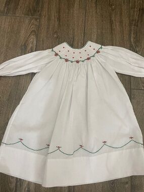 Feltman Brothers Long Sleeve Holiday Pearl Flower Bishop Dress